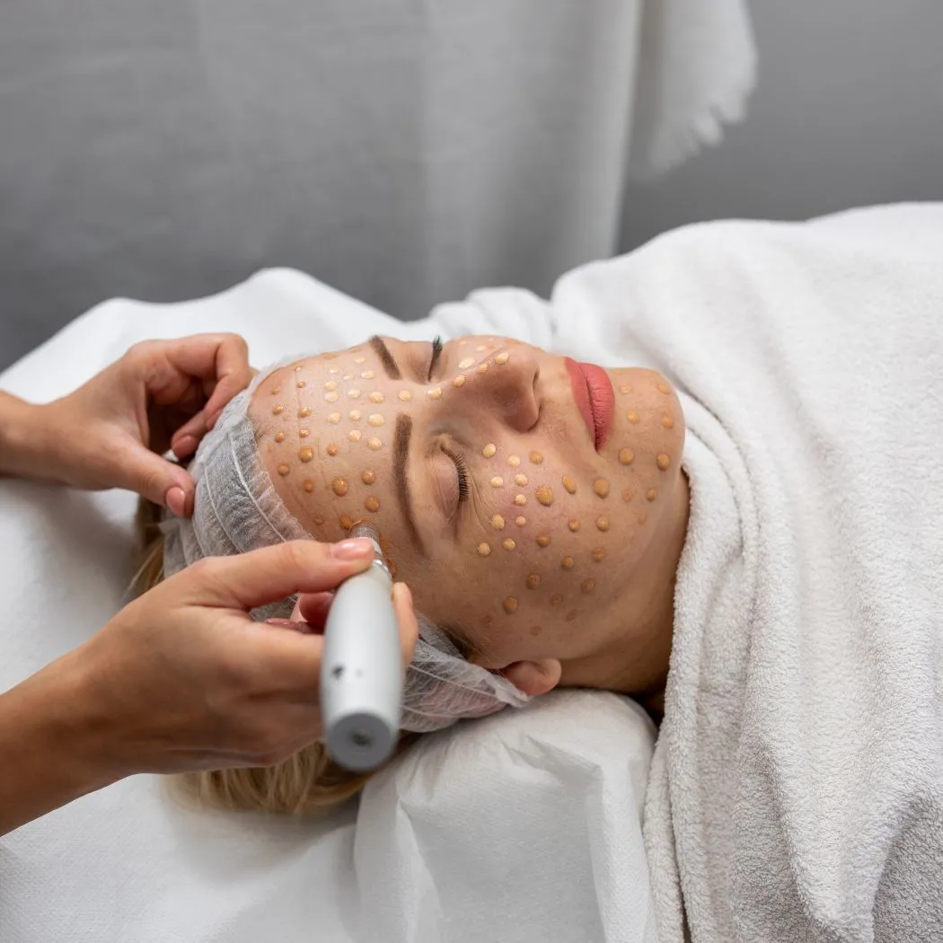 BB Glow Behandlung: Auftragen des Wirkstoff-Serums auf die Gesichtshaut bei Belize Beauty in Hamburg-Eppendorf